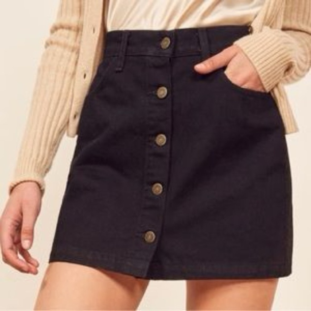 REFORMATION Chrissy black denim - skirt only